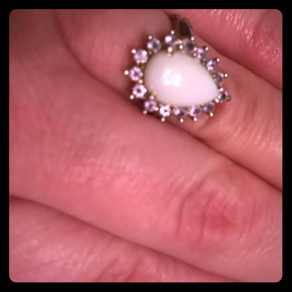 Rare white opal and purple tourmaline ring